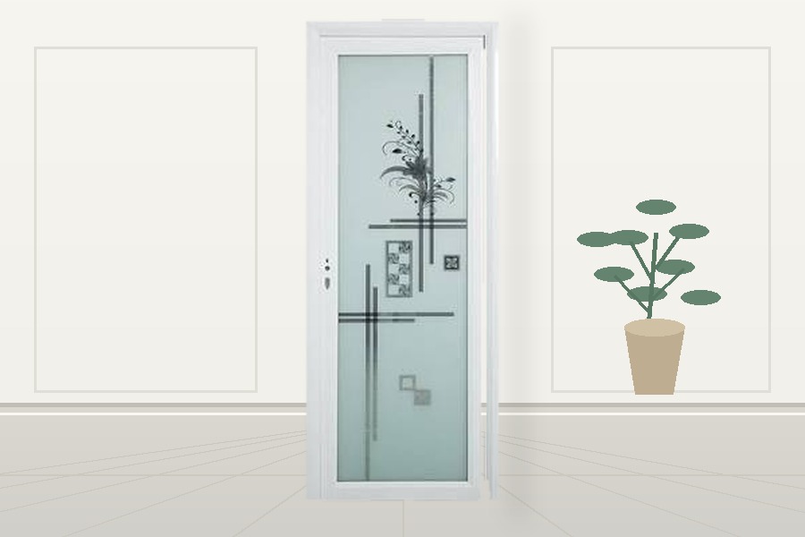The supplied glazed door shown in a furnished entryway for toilet fibre door options